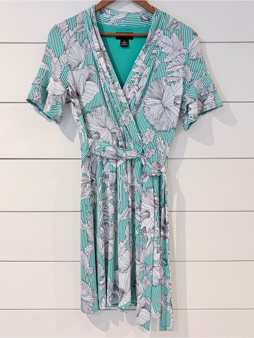 Liz Claiborne Floral Faux Wrap Dress Coastal Grandma Resortcore Belted S Work